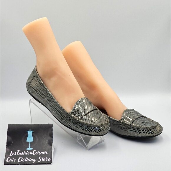 NWOB Vionic Women's Gunmetal Silver Snakeskin Chill Larrun Loafers Sz 8 2511 - Picture 5 of 16